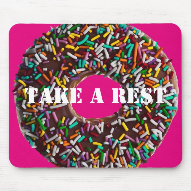 Chocolate Doughnut with colourful sprinkles Mouse Pad (Front)