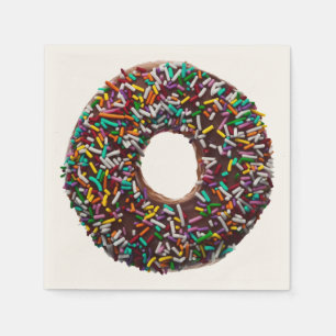 Chocolate Doughnut with colourful sprinkles Napkin