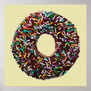 Chocolate Doughnut with colourful sprinkles Poster