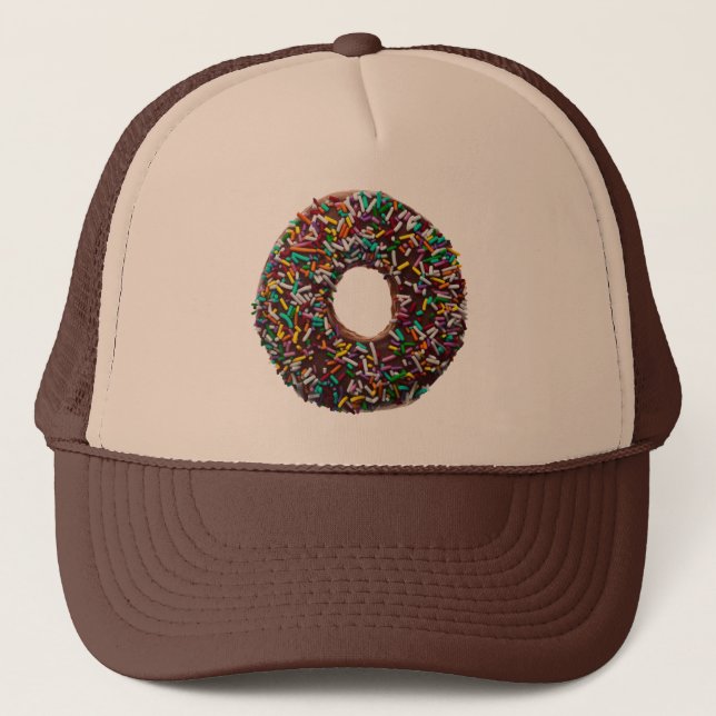 Chocolate Doughnut with colourful sprinkles Trucker Hat (Front)