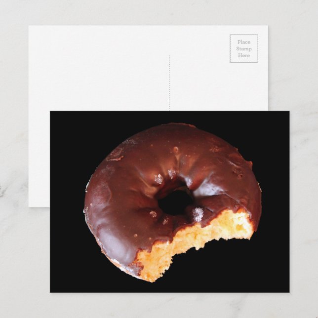 Chocolate Doughnut With Large Bite Taken Out of It Postcard (Front/Back)