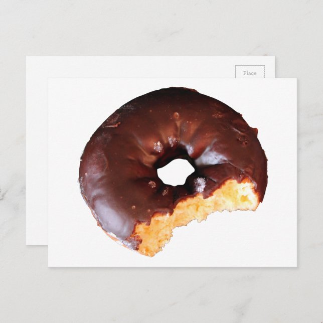 Chocolate Doughnut With Large Bite Taken Out of It Postcard (Front/Back)