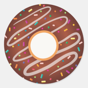 Chocolate Doughnut with Rainbow Sprinkles Classic Round Sticker