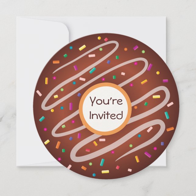 Chocolate Doughnut with Sprinkles Birthday Invitation (Front)