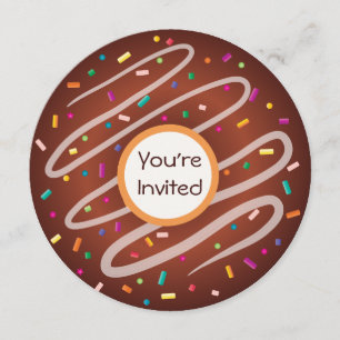 Chocolate Doughnut with Sprinkles Birthday Invitation
