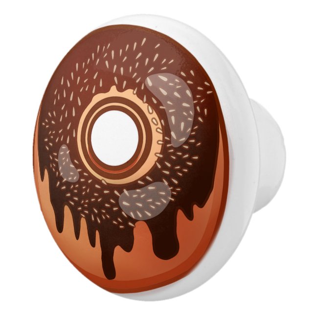 Chocolate Doughnut with Sprinkles Ceramic Knob (Right)