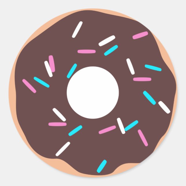 Chocolate Doughnut with Sprinkles Classic Round Sticker (Front)