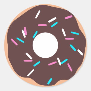 Chocolate Doughnut with Sprinkles Classic Round Sticker