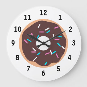 Chocolate Doughnut with Sprinkles Large Clock