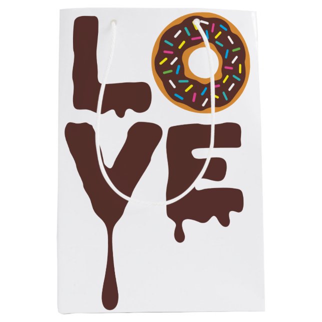 Chocolate Doughnut with Sprinkles Love Medium Gift Bag (Front)