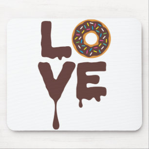 Chocolate Doughnut with Sprinkles Love Mouse Pad