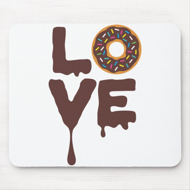 Chocolate Doughnut with Sprinkles Love Mouse Pad (Front)