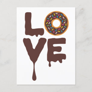 Chocolate Doughnut with Sprinkles Love Postcard