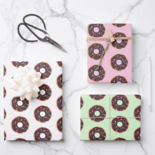 Chocolate Doughnut with Sprinkles Wrapping Paper Sheet