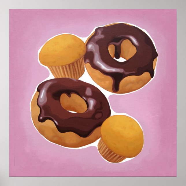 Chocolate doughnuts and muffin poster (Front)