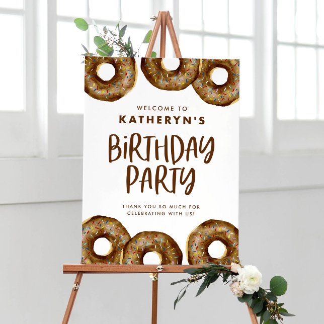 Chocolate Doughnuts Birthday Party Welcome Poster (Creator Uploaded)