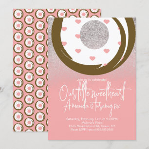 Chocolate Doughnuts Faux Glitter Valentines Day    Invitation