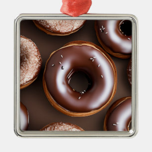 Chocolate Doughnuts with Sprinkles Christmas Metal Ornament