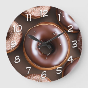 Chocolate Doughnuts with Sprinkles  Large Clock