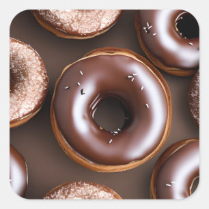 Chocolate Doughnuts with Sprinkles  Square Sticker