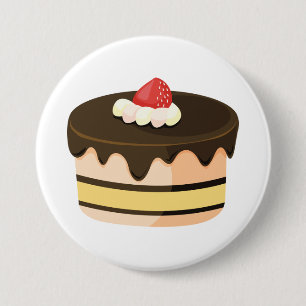 Chocolate Drip Cake with Strawberry 7.5 Cm Round Badge