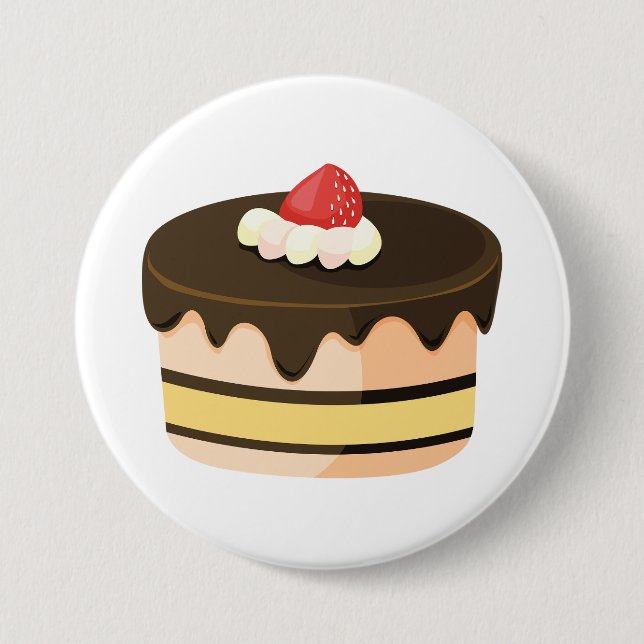 Chocolate Drip Cake with Strawberry 7.5 Cm Round Badge (Front)