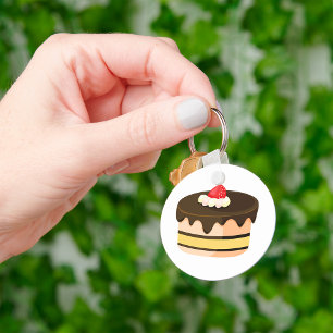 Chocolate Drip Cake with Strawberry Key Ring