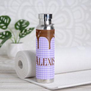Chocolate Dripping On Gingham Water Bottle