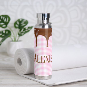 Chocolate Dripping On Gingham Water Bottle