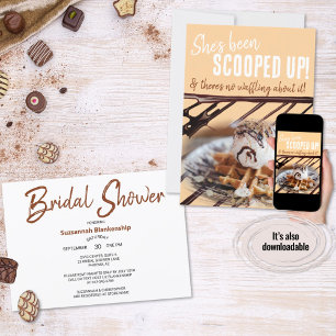 Chocolate Drizzle Ice Cream Scoop on a Waffle  Invitation