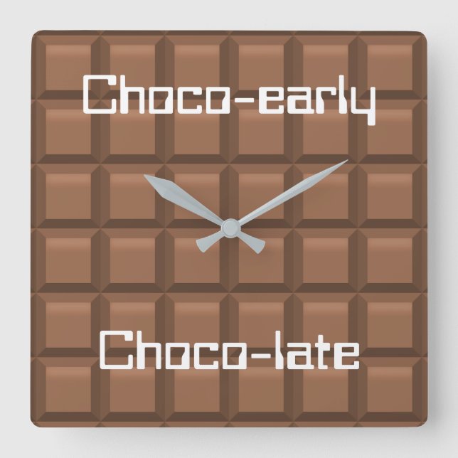 Chocolate Early & Late Square Wall Clock (Front)