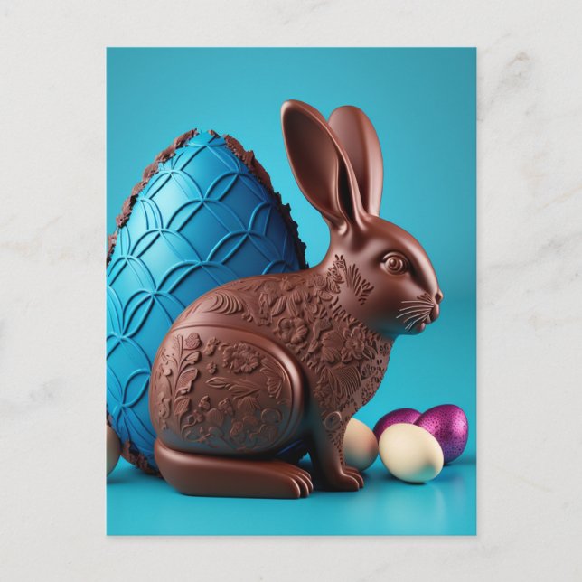Chocolate Easter Bunny and Eggs Postcard (Front)