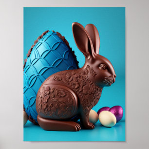 Chocolate Easter Bunny and Eggs Poster