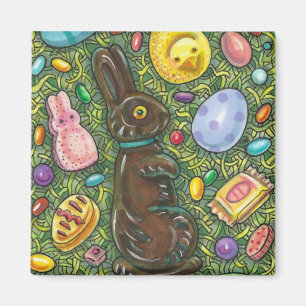 CHOCOLATE EASTER BUNNY, CHICK, EGGS, JELLY BEANS MAGNET