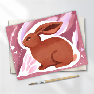Chocolate Easter Bunny   Cute Pastel Watercolor Holiday Postcard