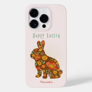 Chocolate Easter Bunny Gold Floral Personalised Case-Mate iPhone 14 Pro Case
