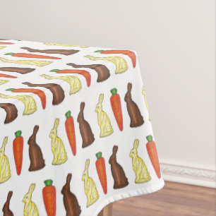 Chocolate Easter Bunny Rabbit Carrot Candy Print Tablecloth