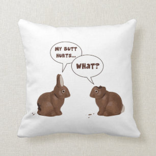 Chocolate Easter Bunny Rabbits Butt Hurts Cushion