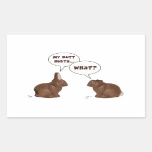 Chocolate Easter Bunny Rabbits Butt Hurts Rectangular Sticker