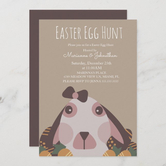 Chocolate Easter Eggs Bunny Egg Hunt Invitation (Front/Back)