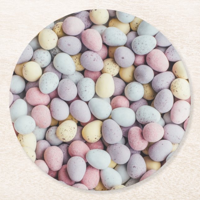 Chocolate Easter Eggs Round Paper Coaster (Front)