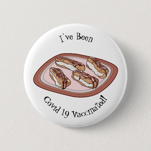Chocolate eclair cartoon illustration 6 cm round badge (Front)