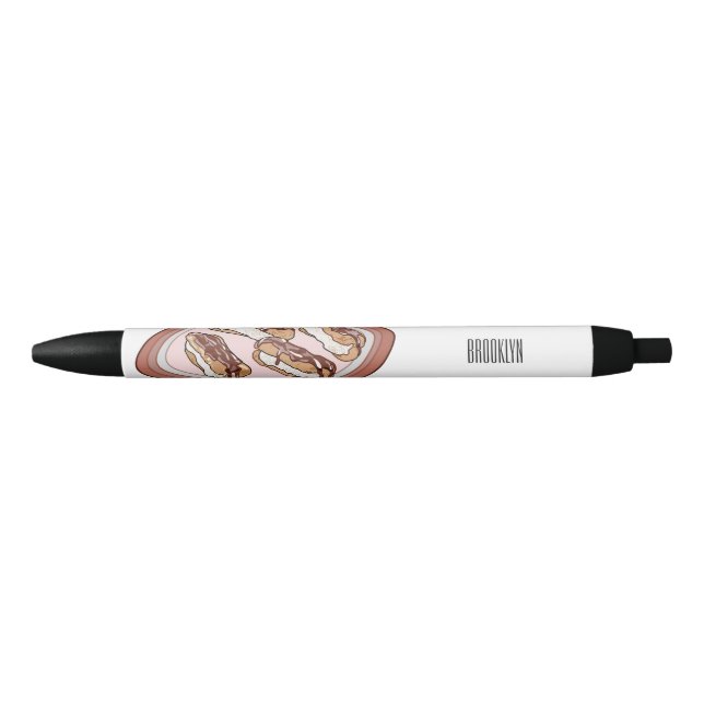 Chocolate eclair cartoon illustration  black ink pen (Front)