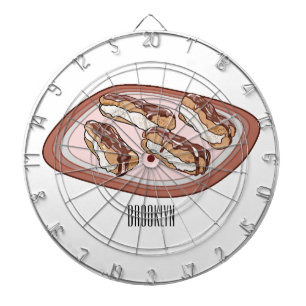 Chocolate eclair cartoon illustration  dartboard