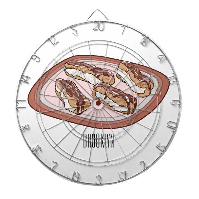 Chocolate eclair cartoon illustration  dartboard (Front)