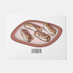 Chocolate eclair cartoon illustration doormat