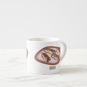 Chocolate eclair cartoon illustration   espresso cup