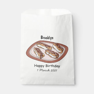 Chocolate eclair cartoon illustration favour bag