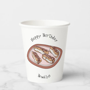 Chocolate eclair cartoon illustration paper cups