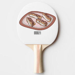 Chocolate eclair cartoon illustration  ping pong paddle